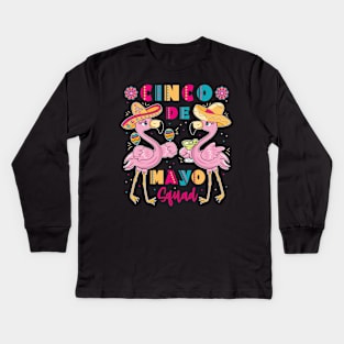 Cinco de Mayo Squad Flamingo Kids Long Sleeve T-Shirt